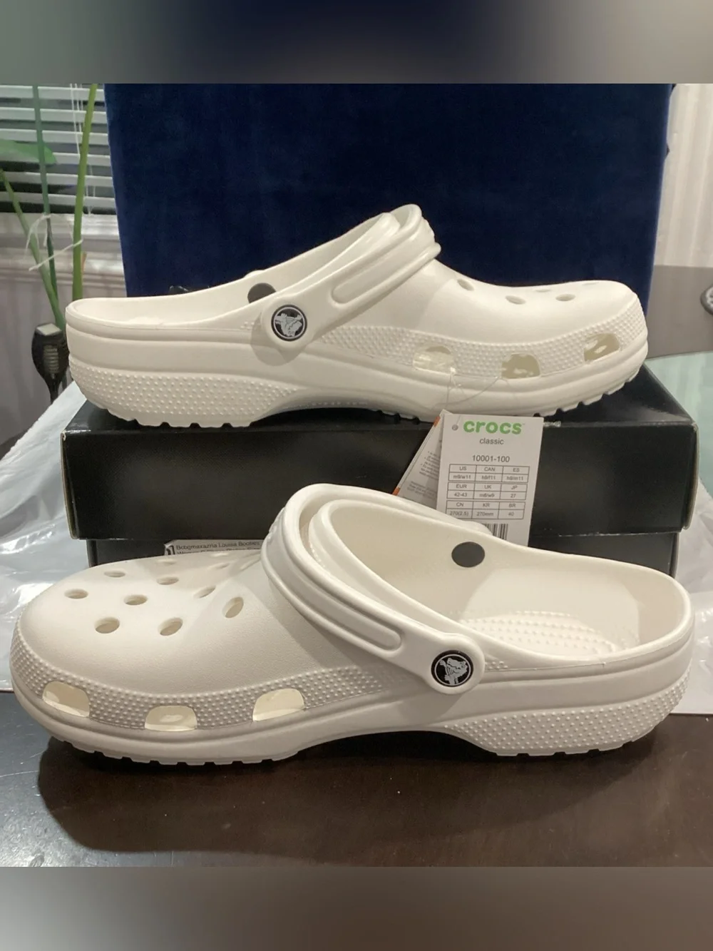 NWT Crocs Classic Clogs White M9/W11 & M10/W12 Original Bag No Box